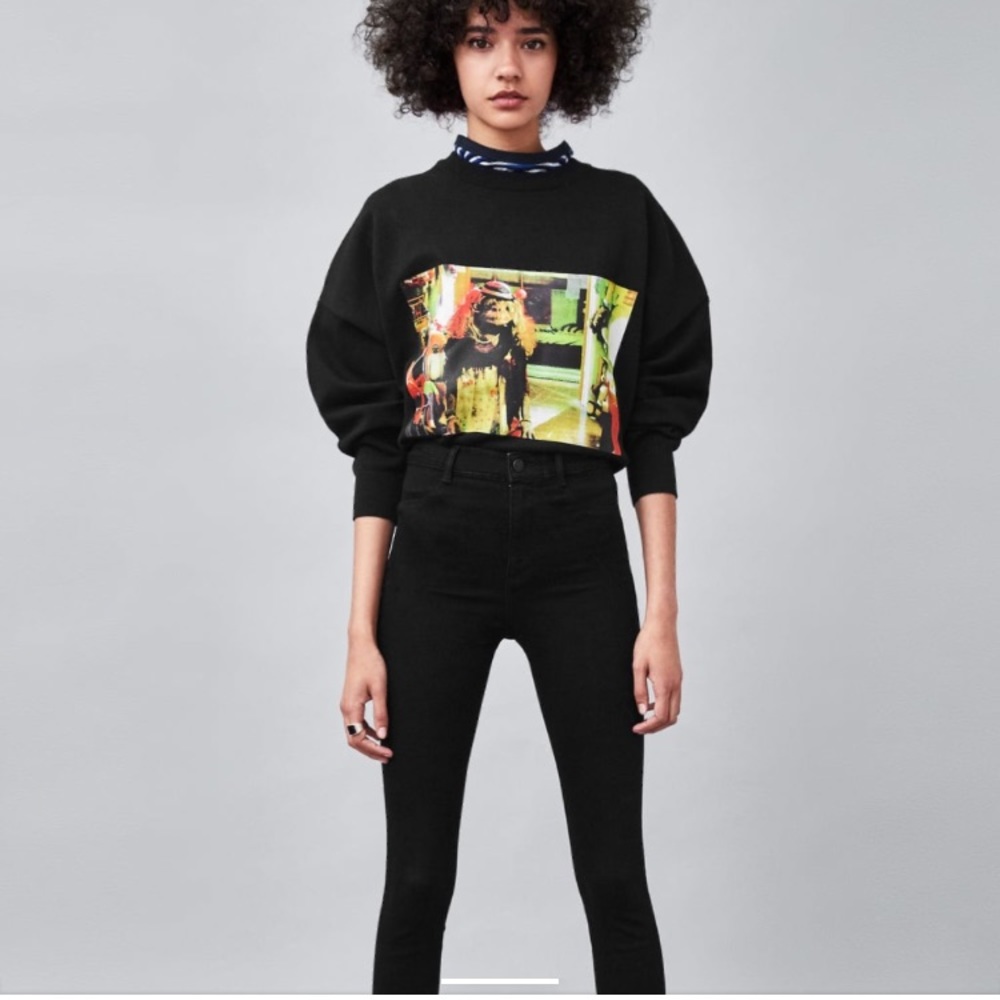 Zara Black hi rise super elastic jeans